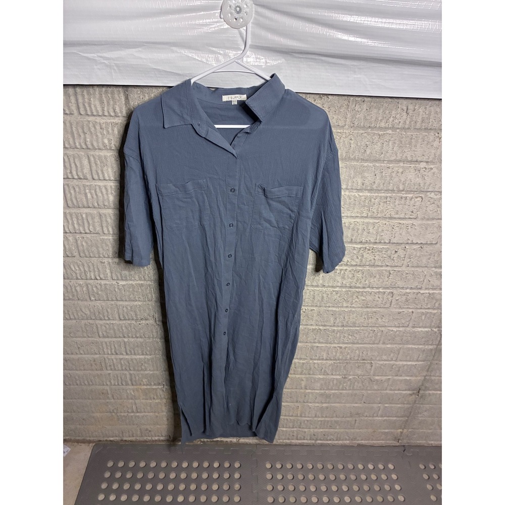 Z Supply Womens Blue Cotton Gauze Button Down Shirt Dress ZT221150 XS/S